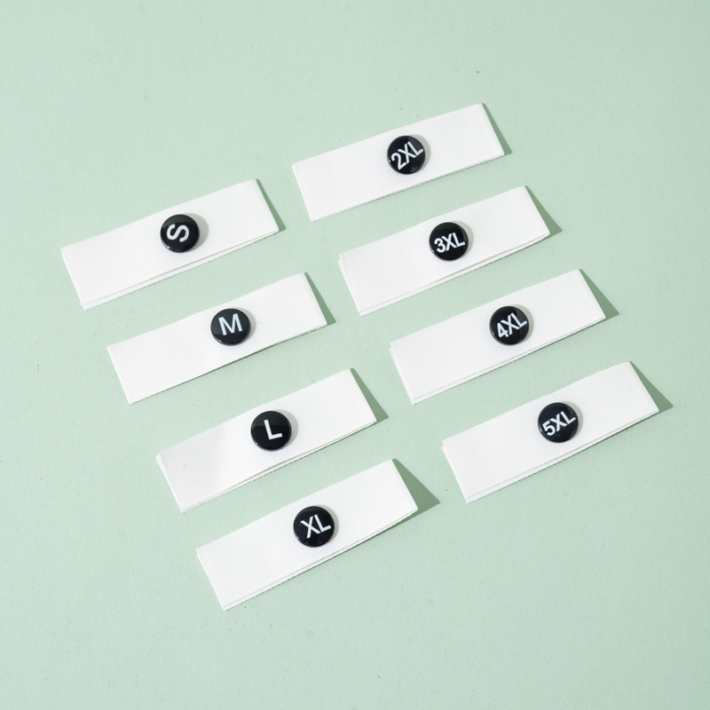 Custom Black and White Size Labels for Clothing